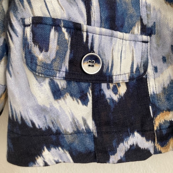 Chico’s Linen Boho Lagenlook Open Front Jacket Art to Wear Watercolor XL/16 - Picture 4 of 9